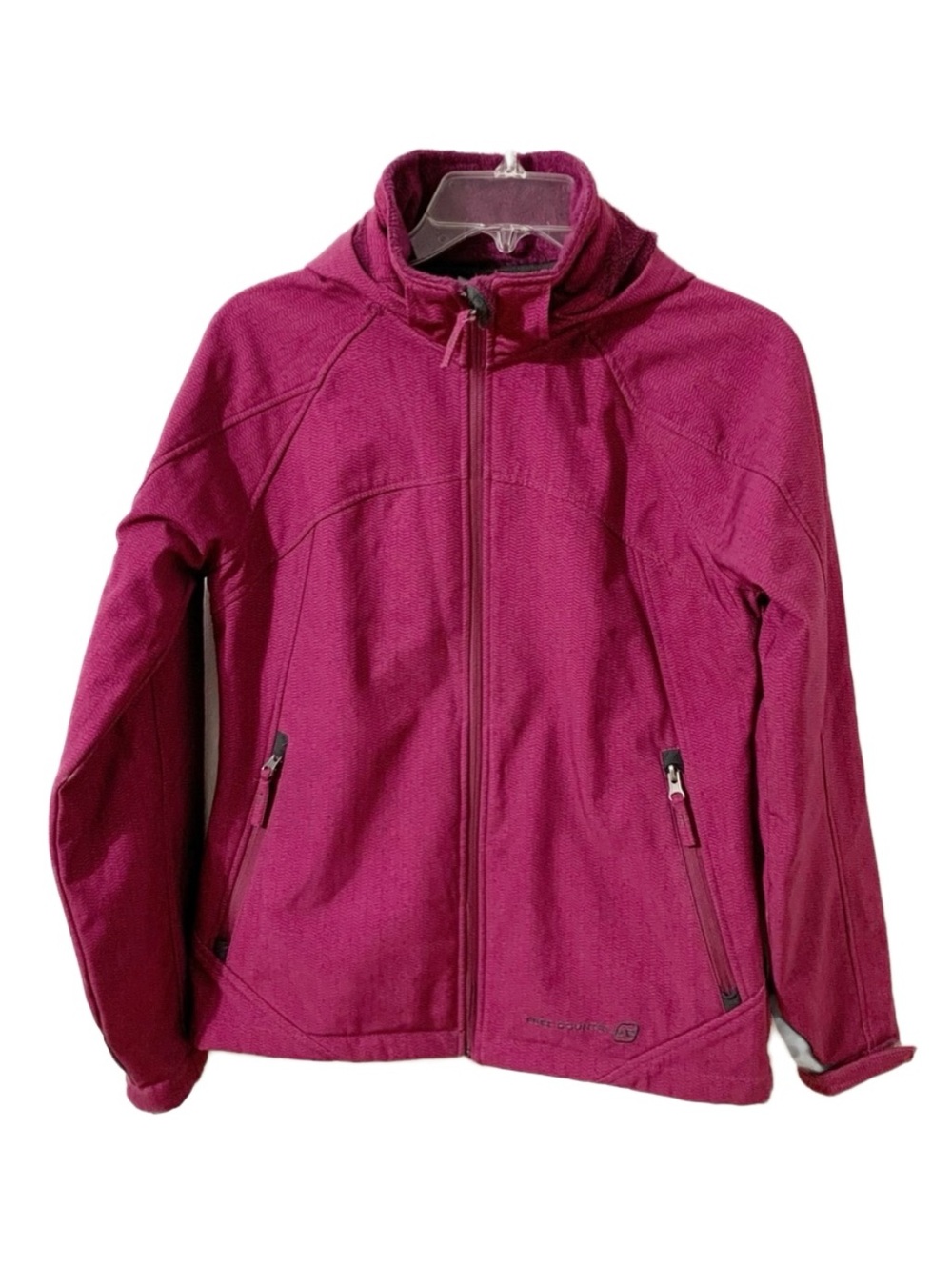 Free Country Magenta Teddy Bear Fleece-Lined Hooded Jacket Long Sleeve Sz Small
